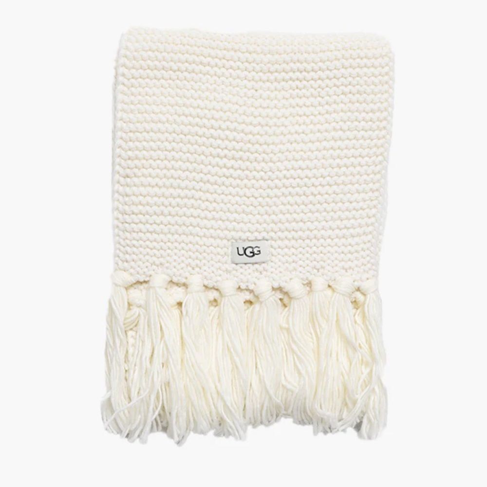UGG Women’s Chunky Knit Scarf with Fringe in Cream OS